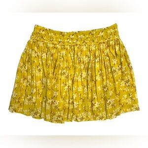 American Eagle Outfitters Women’s Yellow Floral Pleated Lined Mini Skirt Size 2